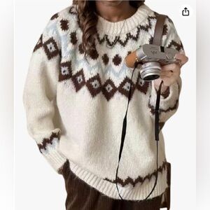 Amazon- Womens Sweater Casual Loose Long Sleeve Crewneck Knitted